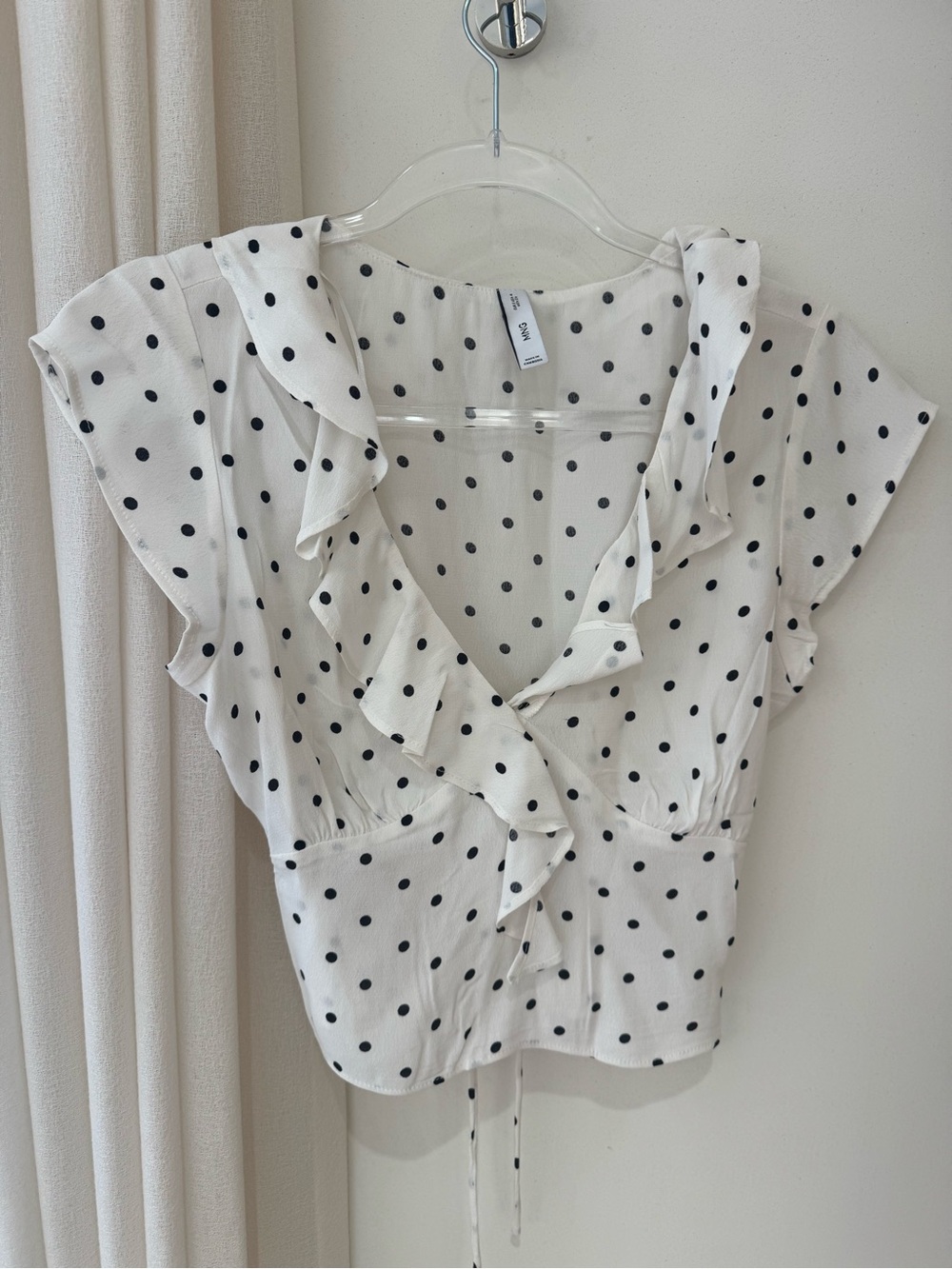 Ming Polka Dot Ruffle Top - White/Black